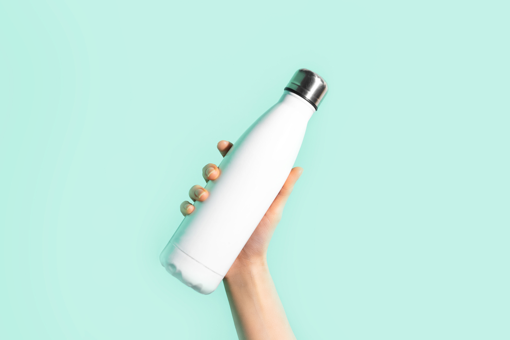 A reusable water bottle 