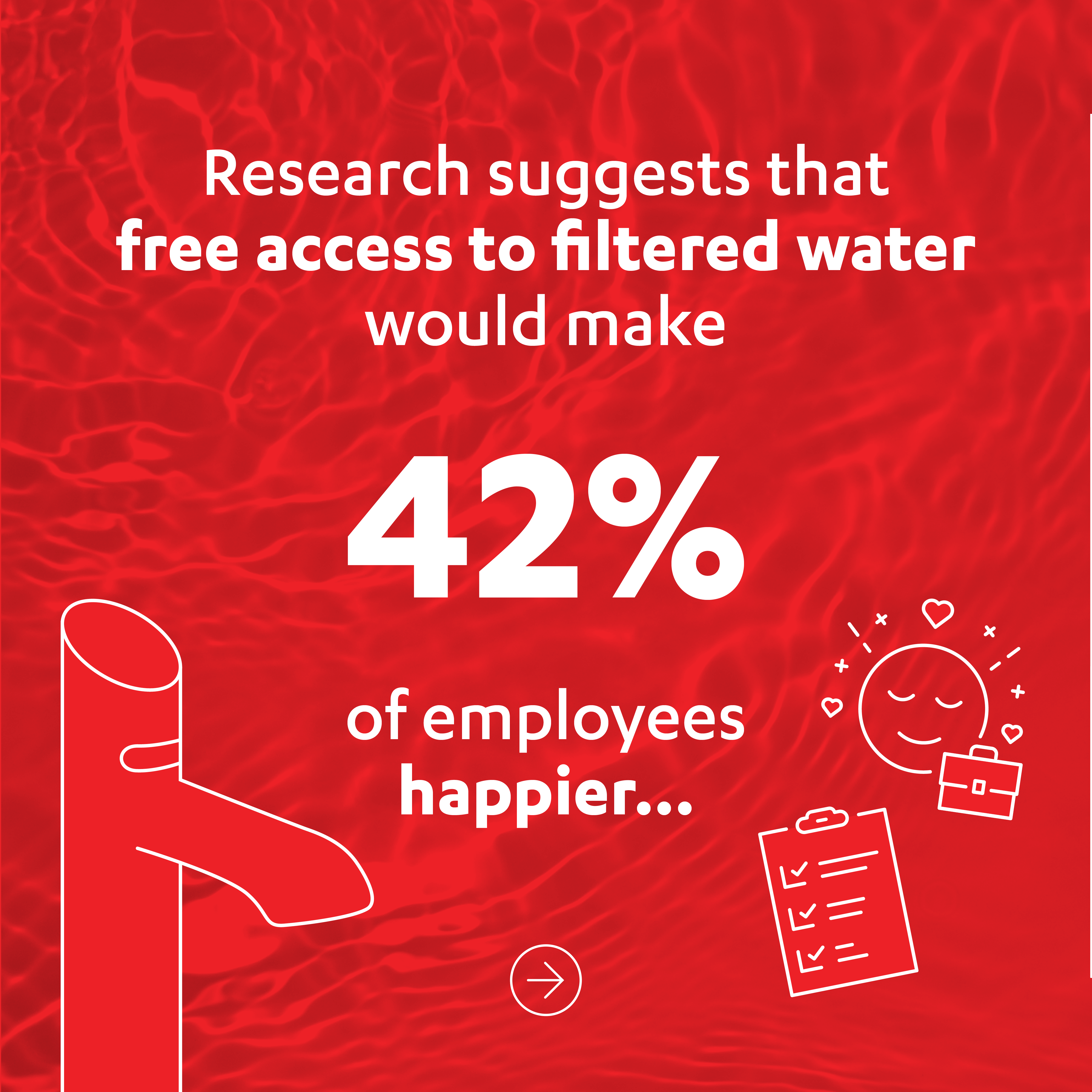 Red and white infographic showing stats about the HydroTap