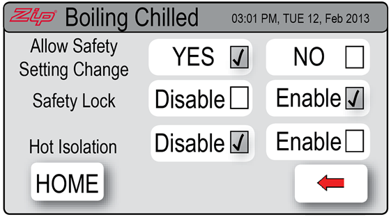instant hot tap safety button